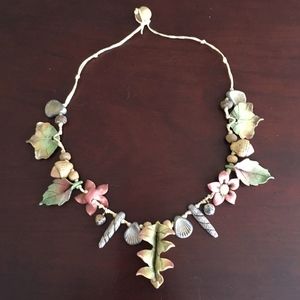 Artist Made Ceramic Nature Leaf Choker Necklace
